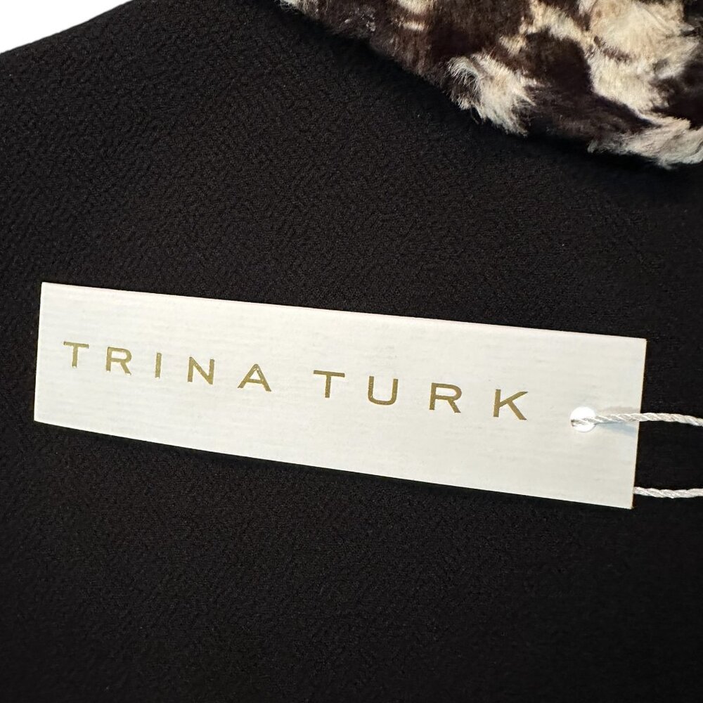 Trina Turk black Yokan leopard print Peter Pan collar mini dress  NWT Size 2 - Picture 4 of 10